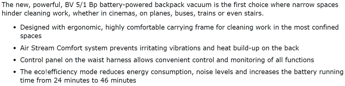 שואב אבק תעשייתי נישא קרשר KARCHER BV 5-1 BP TEXT